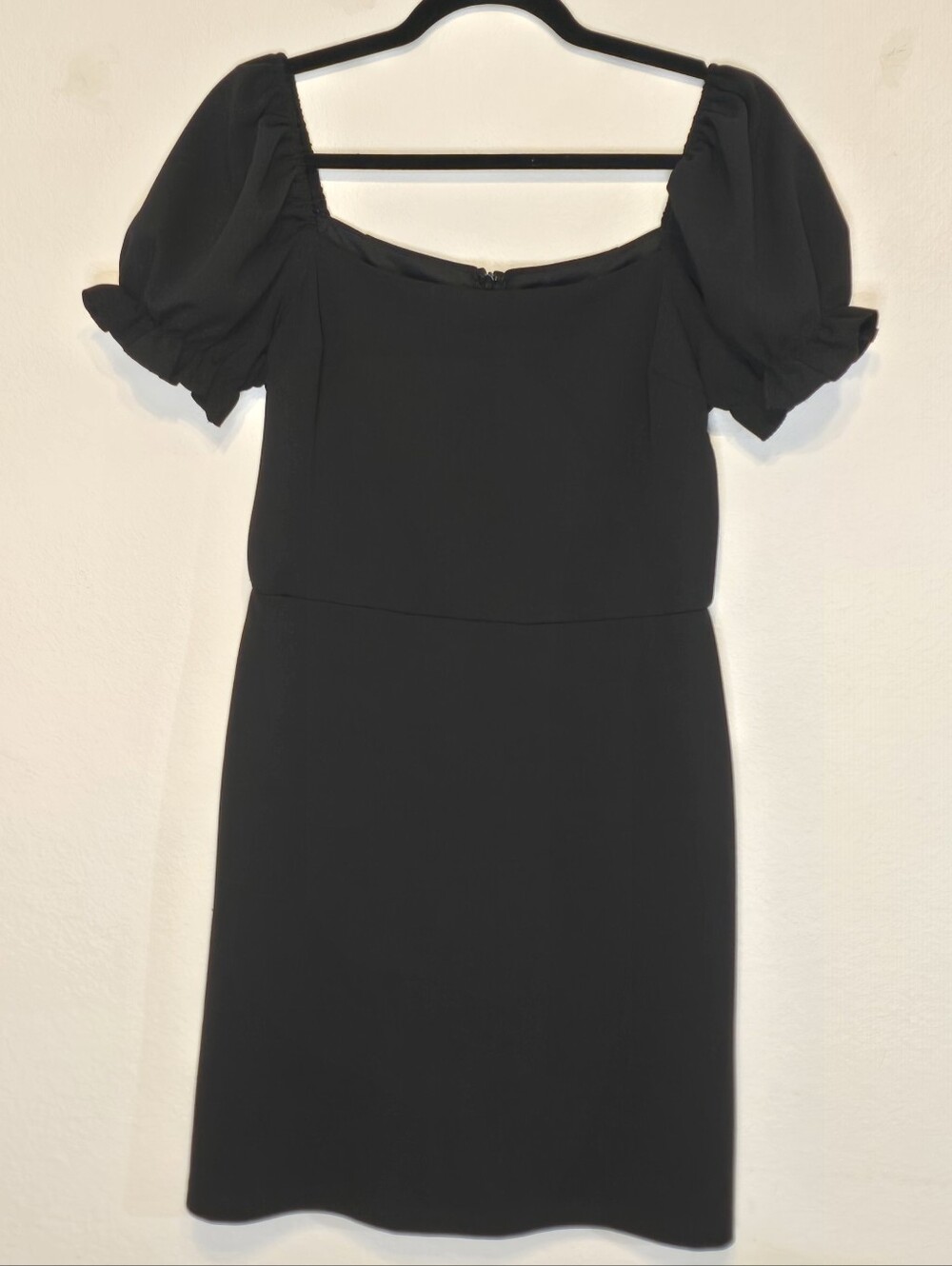 She + Sky Black Puff Sleeve Mini Dress Square Neck L